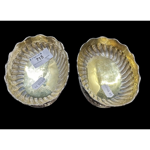 715 - Hallmarked Silver: Hallmarked Silver: Shallow Bonbon dishes with undulating rim and gilt interior, L... 