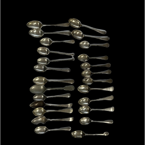 719 - Hallmarked Silver: Hallmarked Silver: Flatware, twenty-three assorted tea and coffee spoons, 9.9oz.... 