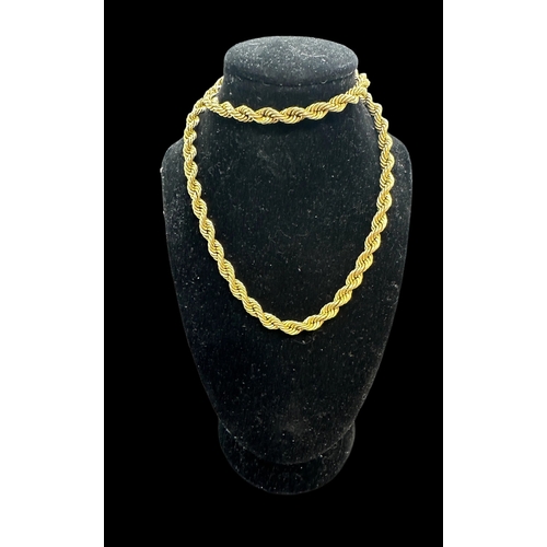 739 - Hallmarked Gold: Hallmarked Gold: 9ct. gold rope chain, 45cm. 7.9g. 9ct. gold clasped pearl necklace... 