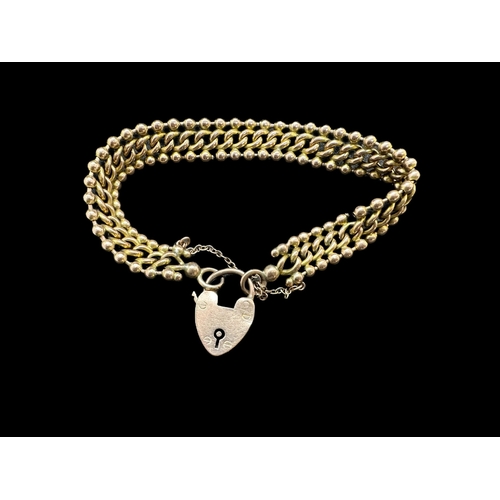 793 - Hallmarked Jewellery: 9ct gold chain link bracelet with heart shaped padlock clasp, marked 9ct and t... 