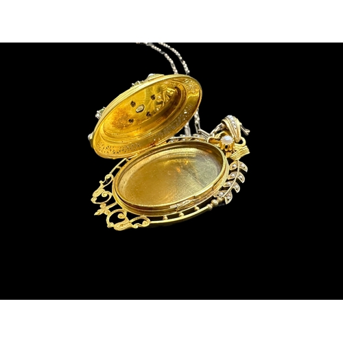 796 - Jewellery: Victorian yellow metal locket tests as 18ct gold, set with a central diamond within an ap... 