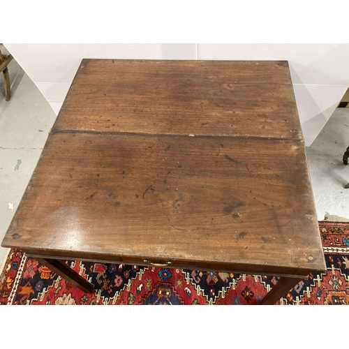 81 - Furniture: 19th cent. Mahogany tea table on chamfered supports. 17½ins. x 36ins.