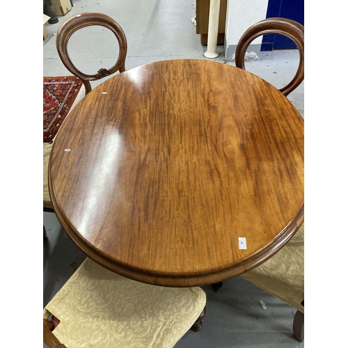 91 - Furniture: 19th cent. Mahogany oval dining table on pedestal and four knurled supports. 53ins.... 