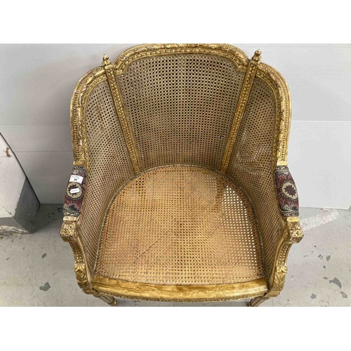 96 - Furniture: 19th cent. French gilt Bergere armchair.