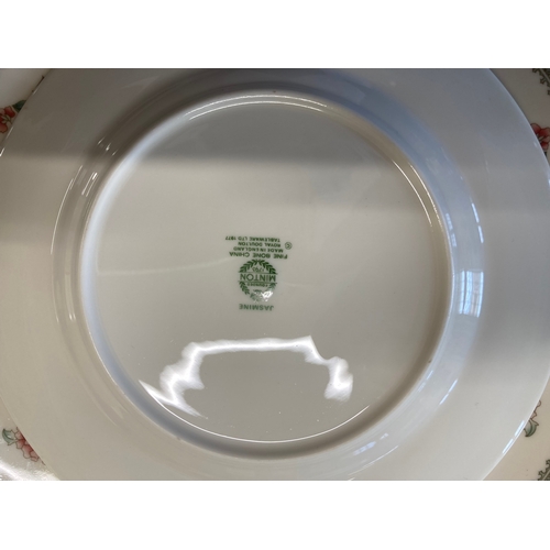 124 - Minton 'Jasmine' dinner services comprising 16ins oval, 10 x 10½ins plates, 10 x 8ins plates, 10 x 6... 