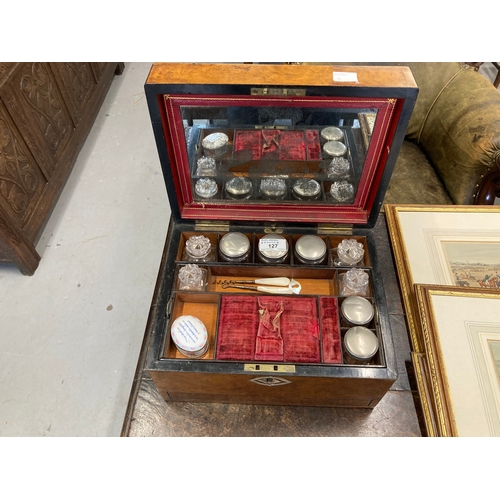 127 - Luggage & Travel: Ladies travelling box with fitted later interior (1 glass bottle A/F), plus th... 