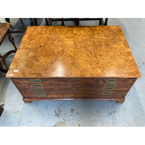 130 - 19th cent. Five-drawer walnut plan chest in the style of Holland & Sons. 48ins. x 33ins. x 22ins... 