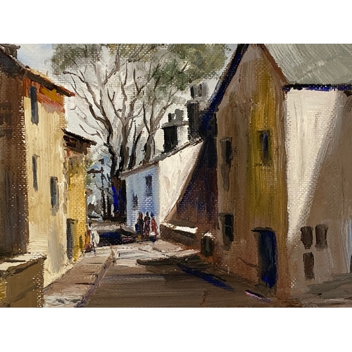 158 - Mike King oil on board village street study signed and dated 66 lower right, 17ins. x 14½ins. Claire... 