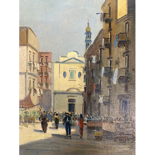 172 - Oil on board, Italian street scene, c1920-30 signed, framed. 12ins. x 16ins.