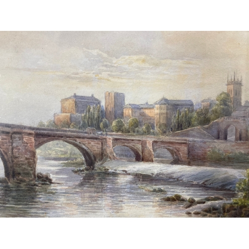 173 - Early 20th cent. Watercolour, 'A river and bridge at dusk' possibly Chester, signed and dated 1923, ... 