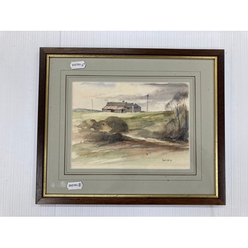 197 - English School: David Rust (1963 - ) Watercolour 'The Farm Building'. Signed lower right, framed and... 