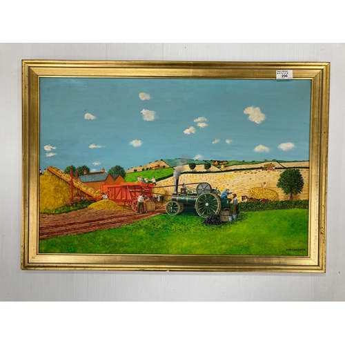 206 - Paintings: A W Chesher 1897 - 1972 Exhibited Jefferess Gallery London. Oil on Board 'traction Engine... 