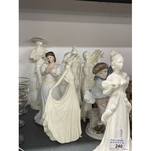 240 - Coalport figurines 'High Society', 'Grace', 'Lauren', 'Barbara', 'Vivien' and 'The Boy'. (6)