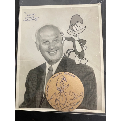 295 - The Sheena Murcott Collection - Walter Lantz signed autograph plus caricature in blue ink of Woody W... 