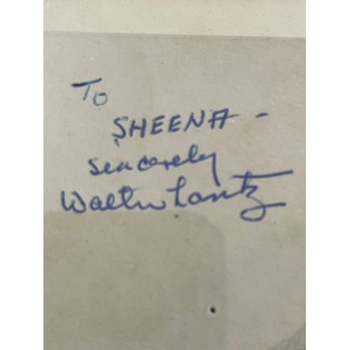 295 - The Sheena Murcott Collection - Walter Lantz signed autograph plus caricature in blue ink of Woody W... 