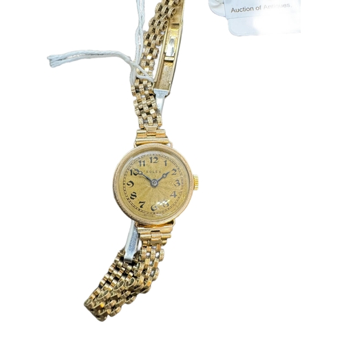 880 - Watches: Ladies 9ct. gold Rolex wristwatch on plated strap. The dial and movement signed Rolex, The ... 