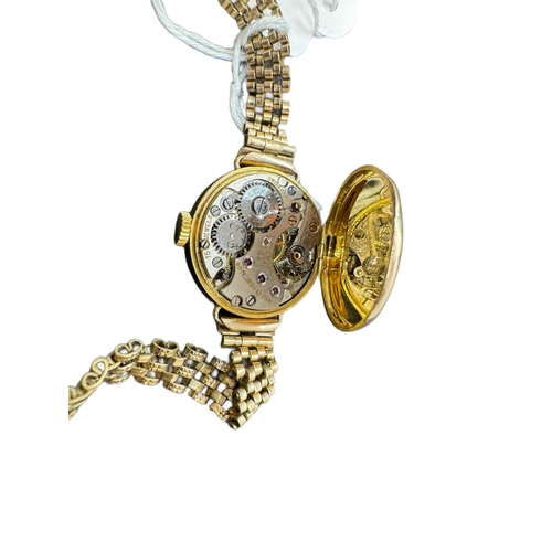 880 - Watches: Ladies 9ct. gold Rolex wristwatch on plated strap. The dial and movement signed Rolex, The ... 