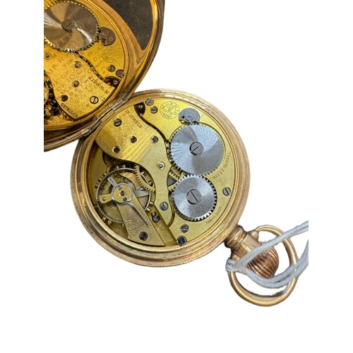 883 - Gold plated open face pocket watch the movement signed Moeris, case diameter 51mm. Presented to PC 4... 