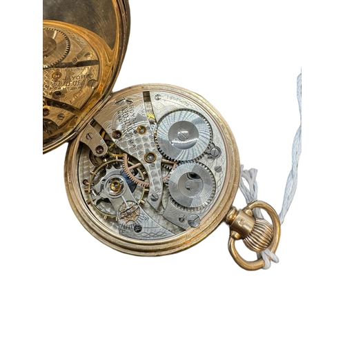 887 - A 9ct. gold open-faced pocket watch by Waltham, Birmingham 1915 in Waltham vbox. Gross weight 87.9g ... 