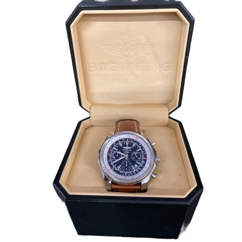 891 - Watches: Breitling Bentley Motors Automatic with unusual tan strap, 48mm, box, outer sleeve and purc... 