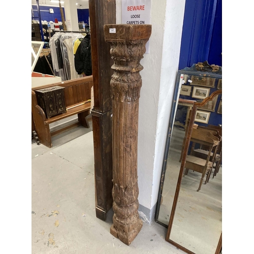 131 - 19th cent. Indian carved hardwood column section. 160cm.