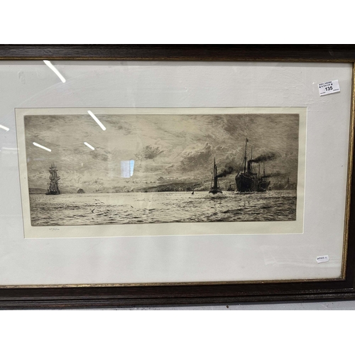 135 - Etchings/Engravings: William Lionel Wylie Drypoint Maine etching, 19cm x 50cm, plus an engraving aft... 