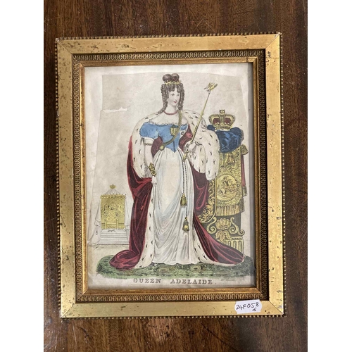 148 - Prints: Group of steel engraved coloured prints relating to Queen Victoria, mounted and framed under... 