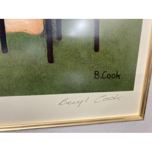 157 - Limited Edition Prints: Beryl Cook 'Tea in the Garden', 471/650, with certificate of authenticity.
N... 