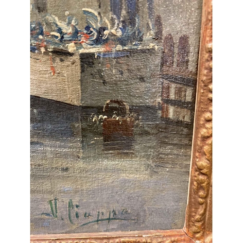 167 - Oil on board, Italian street scene, c1920-30 signed, framed. 12ins. x 16ins.