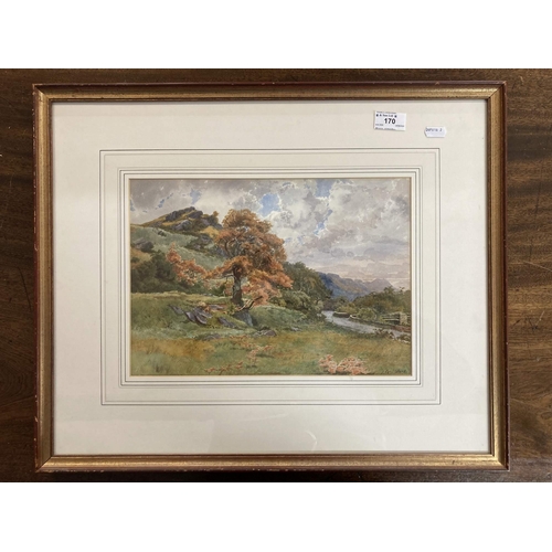 170 - Cyril Ward (1863-1935): Watercolours of landscapes, signed and dated, a pair. 24cm x 53cm.