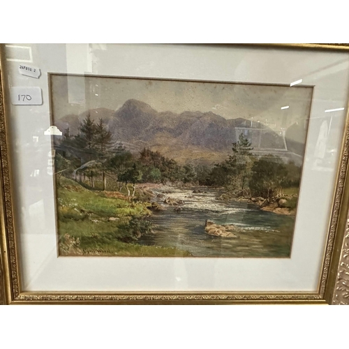 170 - Cyril Ward (1863-1935): Watercolours of landscapes, signed and dated, a pair. 24cm x 53cm.