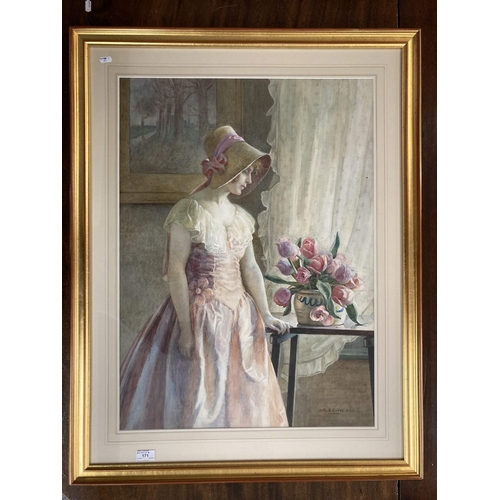 171 - Catherine B. Gulley (act 1908–1962): Standing by the window Signed Cath .B.Gulley RWA (lower right) ... 