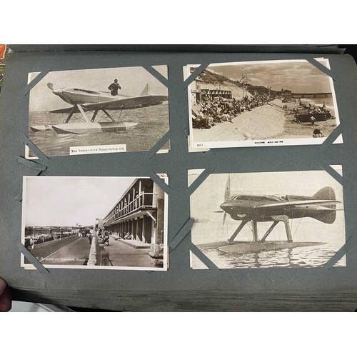 256 - Postcards & Antique Photographs: Three Edwardian albums containing Edwardiancards, early flight,... 