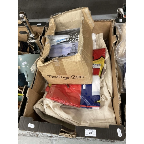28 - Maritime: Royal Navy kit bag, 2 x Cunard QE2 canvas bags, WWII kit bag, 9 x R.N.L.I. flags, 3 x R.N.... 