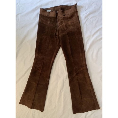 384 - Elvis/Music: Elvis Presley’s Owned and worn Flared Leather Suede Trousers Accompanied by an Elvis Pr... 