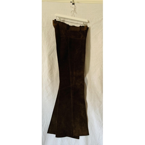 384 - Elvis/Music: Elvis Presley’s Owned and worn Flared Leather Suede Trousers Accompanied by an Elvis Pr... 