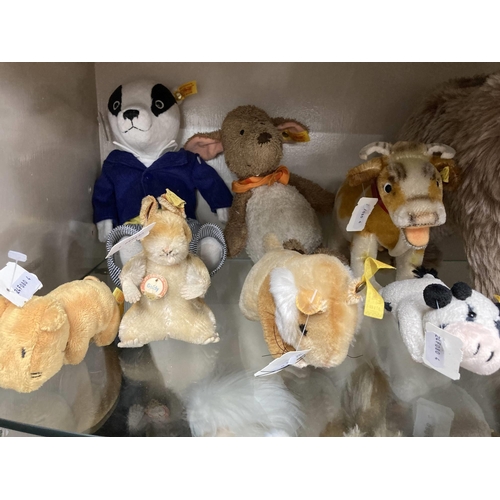 4 - Toys & Games: Steiff soft toys 'Grizzly Bear', 'Badger', 'Cow with Bell', 'Bessy the Cow', 'Flop... 