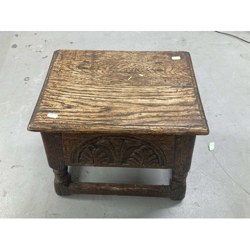 41 - Furniture:  A Bible box of rectangular form retaining all original ironwork and of good patina, 64cm... 