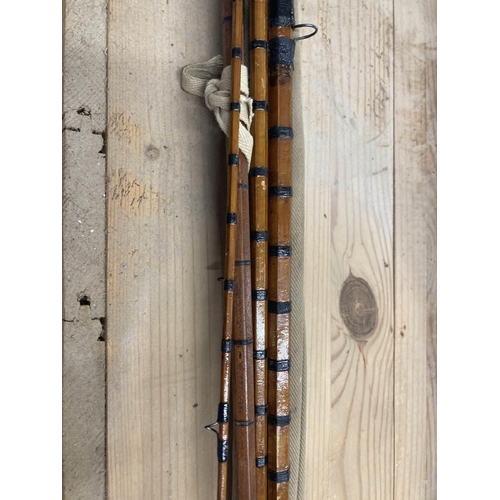 54 - Fishing Rods: Two-piece Aspindale split cane fly fishing rod with rod case and a three-piece America... 