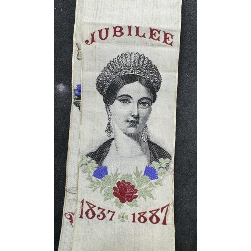 730 - Royal Memorabilia: A Queen Victoria Golden Jubilee silkwork bookmark, the young head of Queen Victor... 