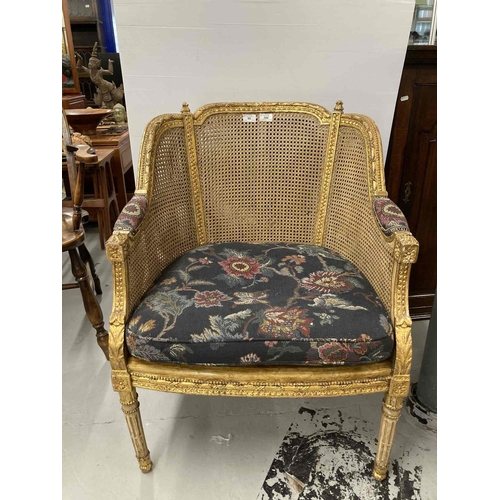 80 - 19th cent. French gilt Bergere armchair.