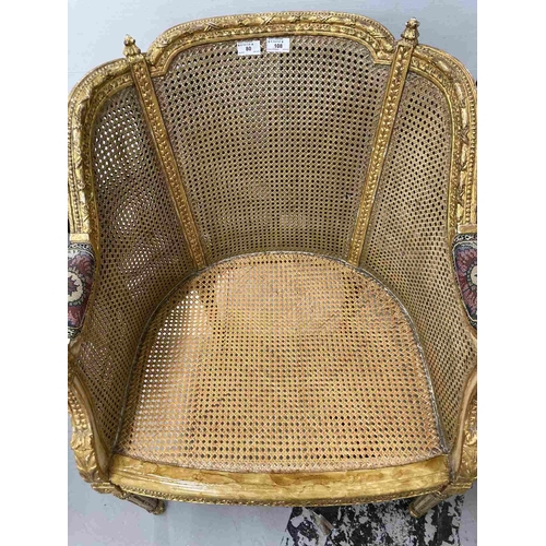 80 - 19th cent. French gilt Bergere armchair.