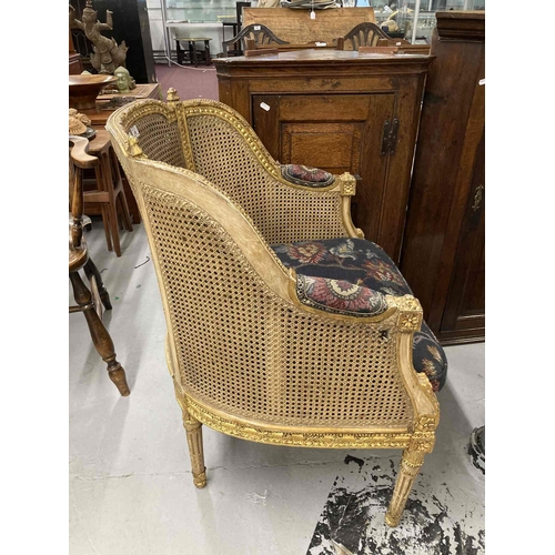 80 - 19th cent. French gilt Bergere armchair.