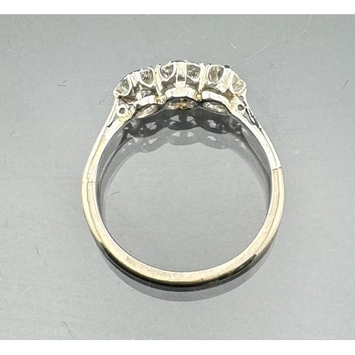 817 - Jewellery: White metal ring claw set with three brilliant cut diamonds, estimated weight of (3) 1.00... 