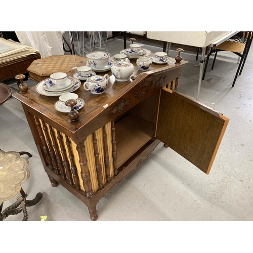 89 - 19th cent. Elements and later French walnut food hutch with a hinged top, the classical pediment abo... 