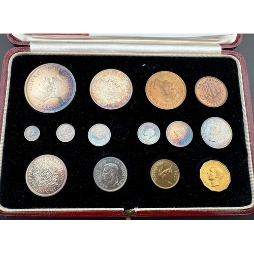 908 - Coins: 1937 Coronation British George VI proof specimen set Crown to Farthing, missing Maundy 4p, 14... 