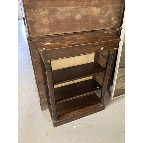 97 - Furniture: Regency rosewood dwarf bookcase with column supports, with faults.