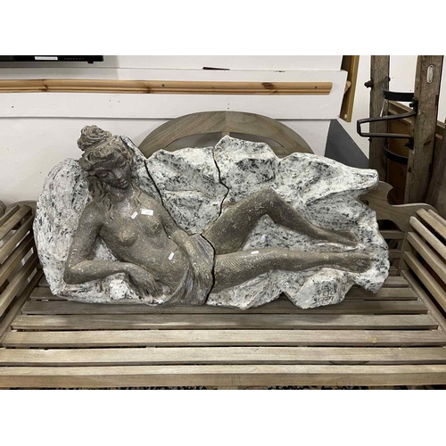 101 - Ceramics: Ceramics: A mid-century ceramic. Wall plaque of a reclining figure on a marbled background... 