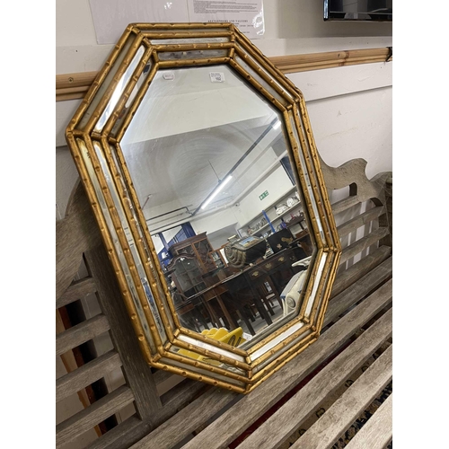 102 - Mirrors: Mirrors: Giltwood marginal wall mirror c1960-1980, eight sides in the Neo-Classical style 8... 