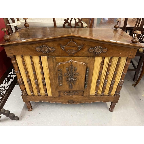 108 - 19th cent. 19th cent. Elements and later French walnut food hutch with a hinged top, the classical p... 